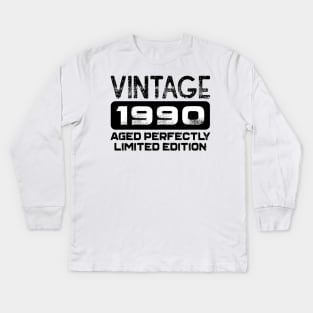 Birthday Gift Vintage 1990 Aged Perfectly Kids Long Sleeve T-Shirt